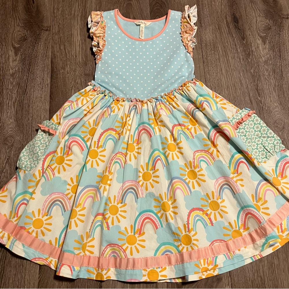 Matilda Jane Girls Dream Chasers Rainbow Way Dress Size 14 Spring Easter